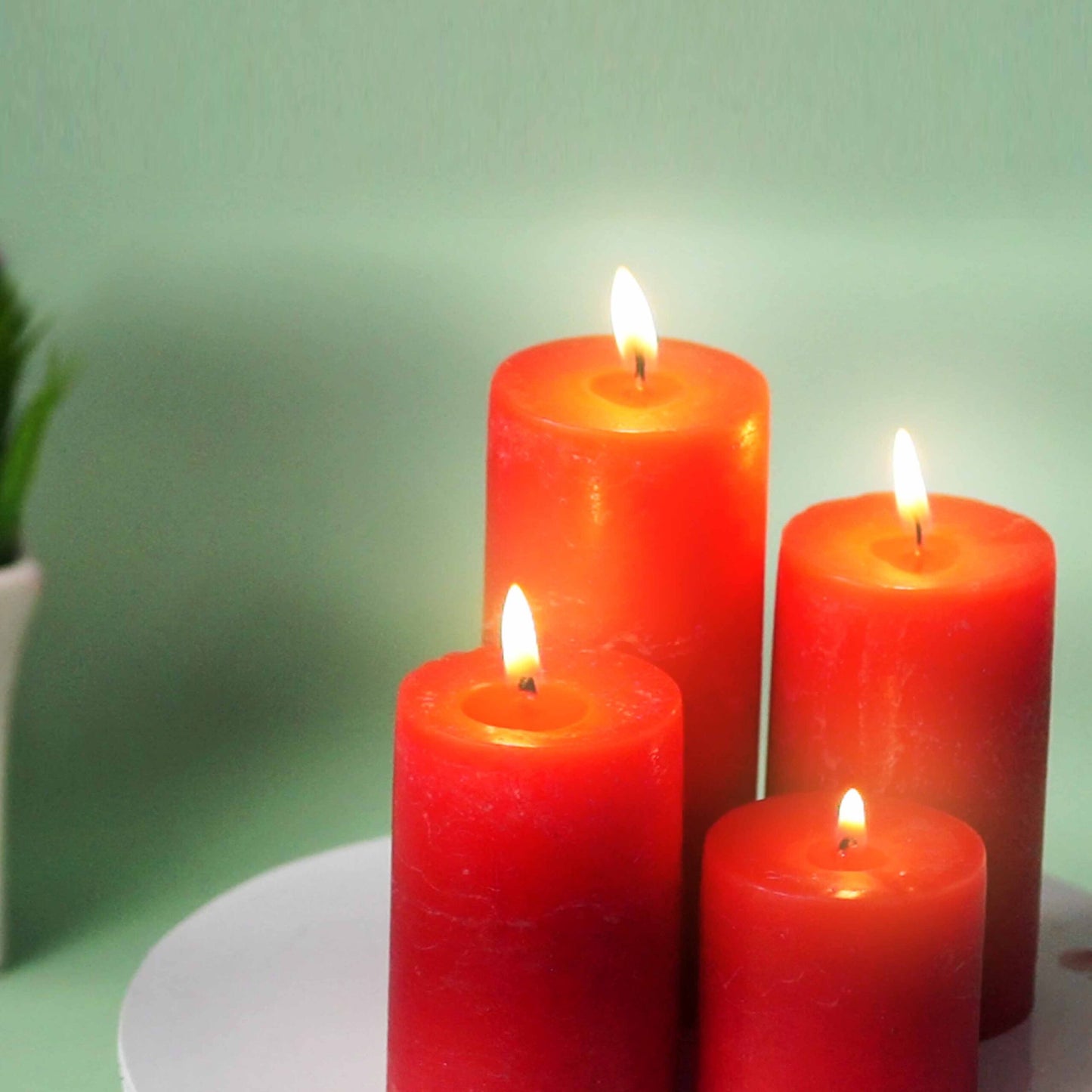 Mandarin Orange Scented Pillar Candle Gift Set (Pack of 4)