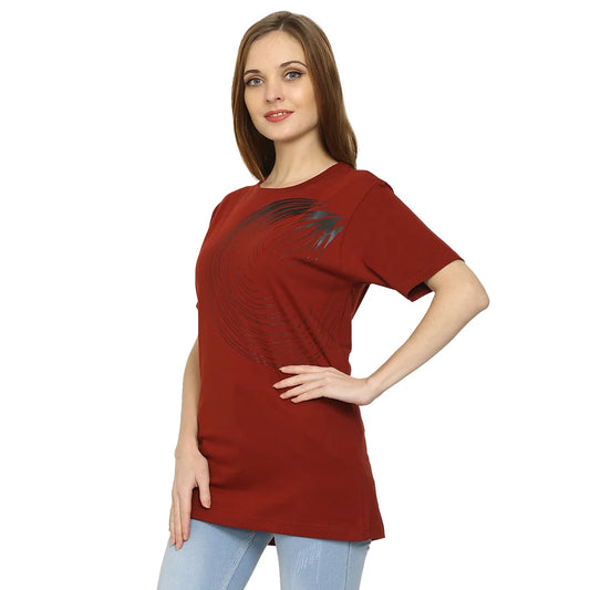 Women Red Pure Cotton T-shirt