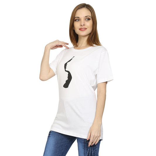 Women White Pure Cotton T-shirt