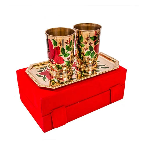 Printed Gold Plated Glass Set
