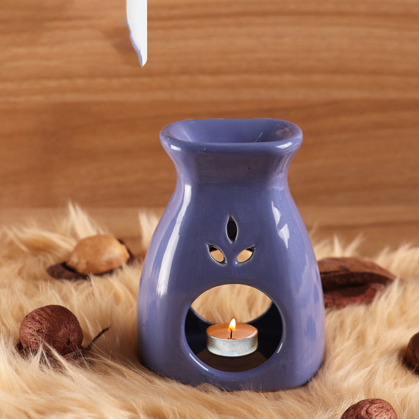 Tea Light Burner Purple Color Diffuser Pot for Home Fragrance with 1 Tea Light Candle and 1 Scented Oils- English Lavender (10ml)