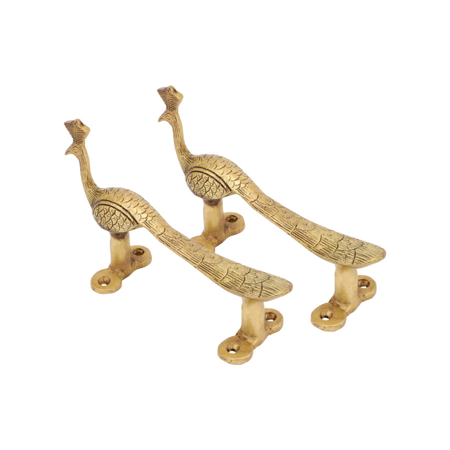 Art Decorative Peacock Design Brass Door Handle
