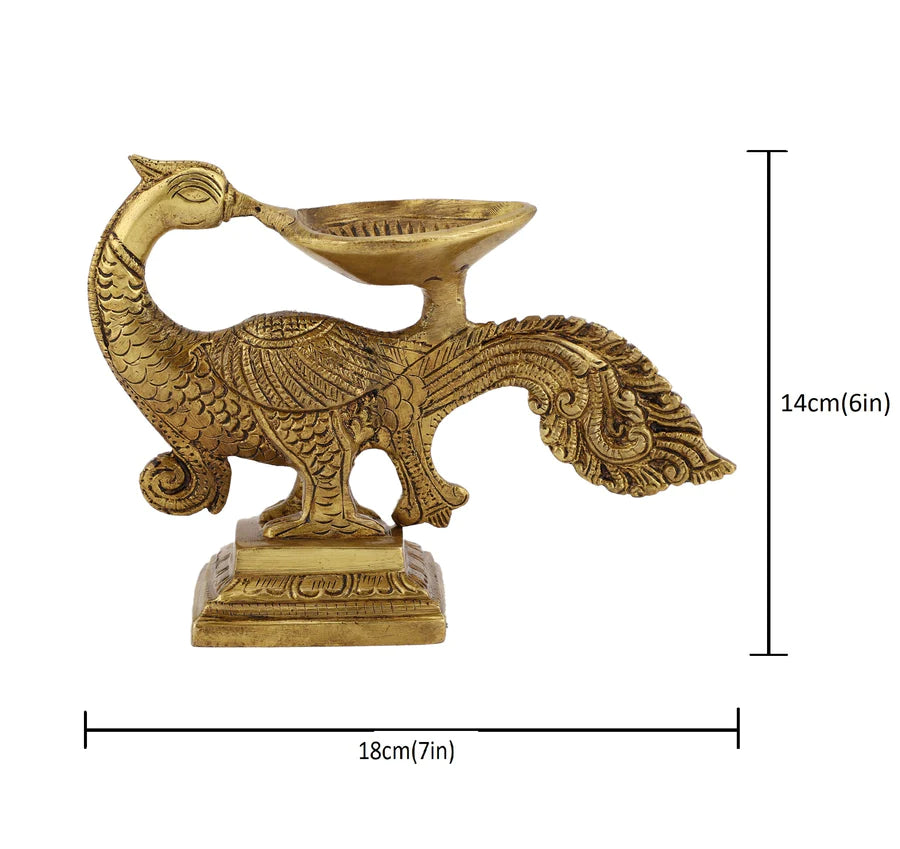 Art Brass Peacock Diya (Type 2)