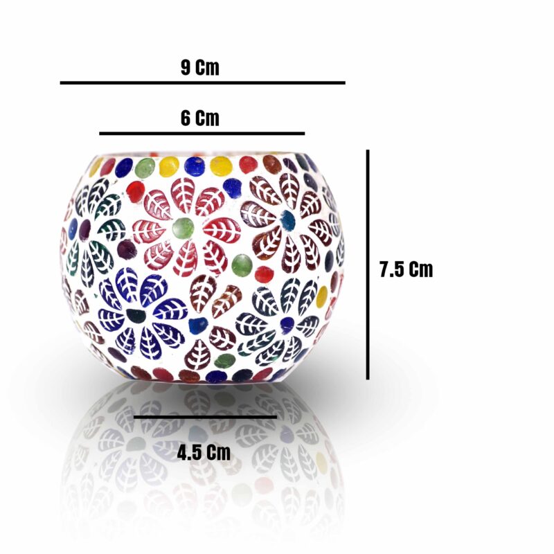 Tealight Candle Glass Holders l Pack of 3 – Multicolored Glass T-lite Votive with 3 Tea Light Candle