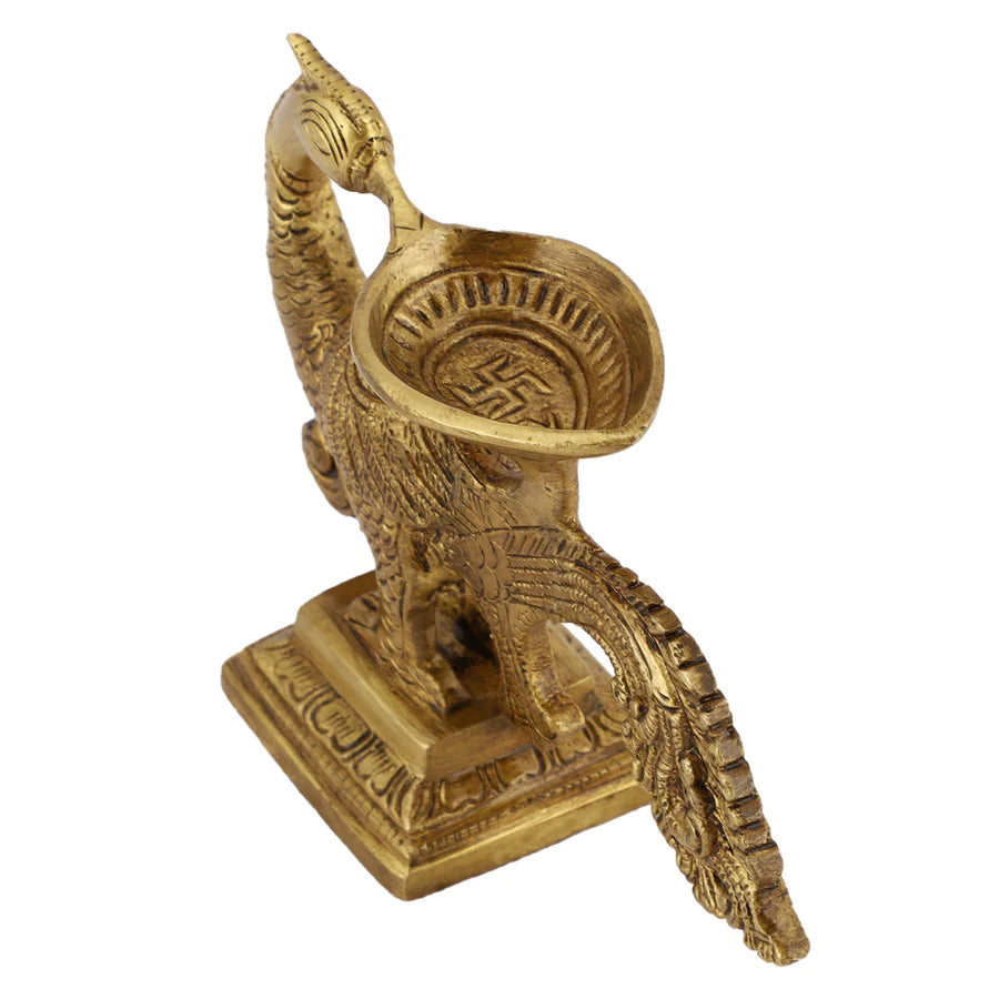Art Brass Peacock Diya (Type 2)
