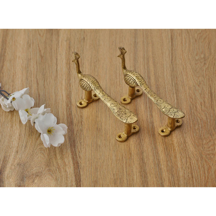 Art Decorative Peacock Design Brass Door Handle