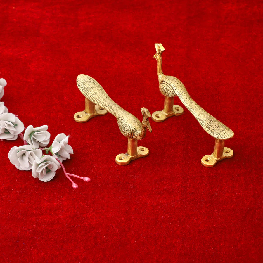 Art Decorative Peacock Design Brass Door Handle