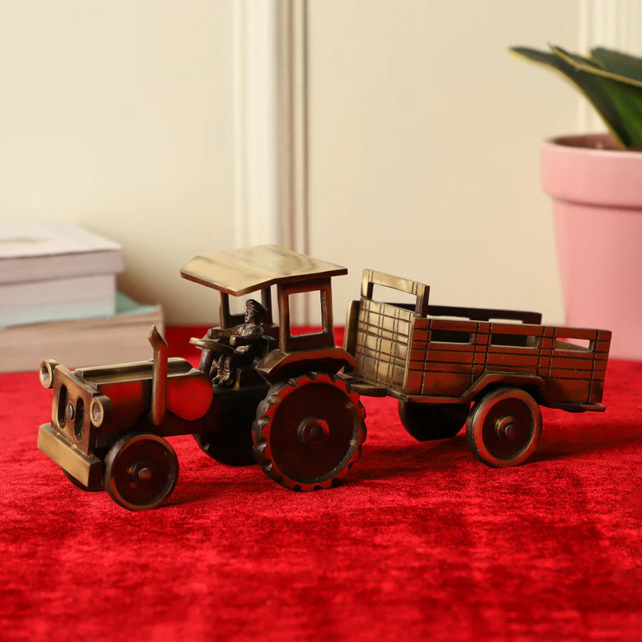Art Vintage Brass Tractor