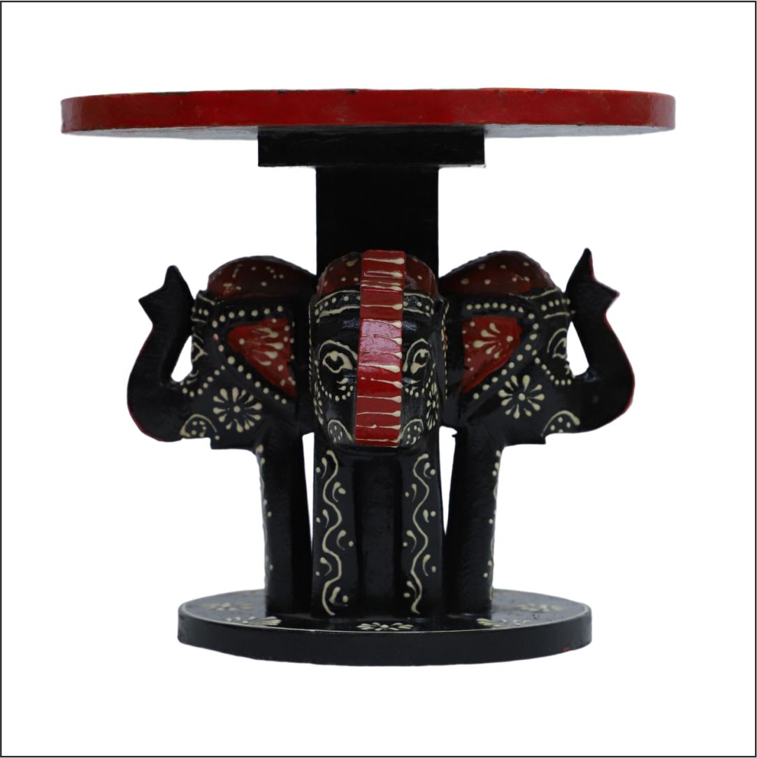 Elephant design wooden painted stand
