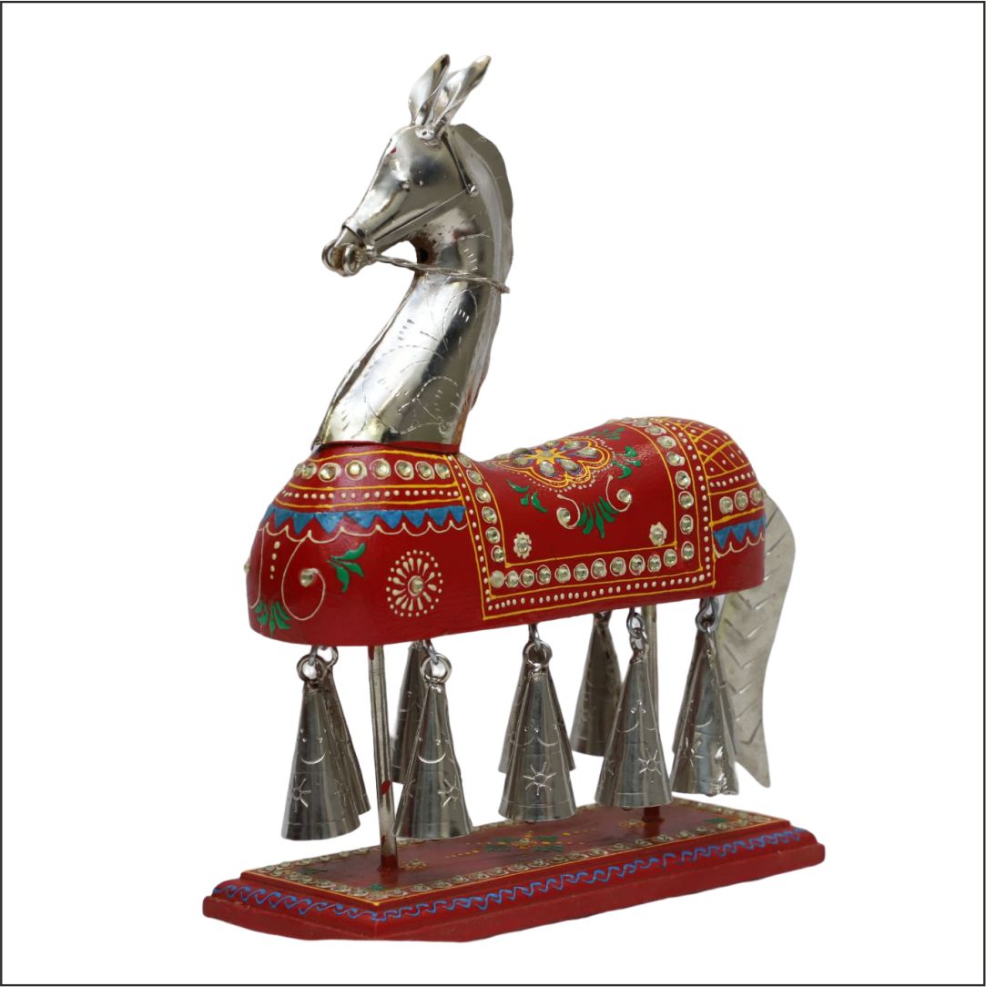 Handcraft Aluminum Horse With Bell | Home And Decor | Table decor | 23x9x31 cm