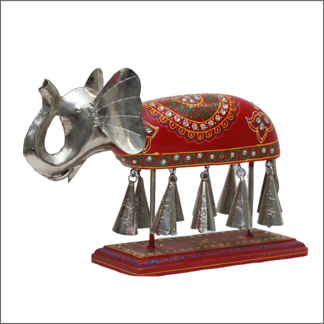 Handcraft Aluminum Elephant With Bell | Home And Decor | Table decor | 23x9x31 cm