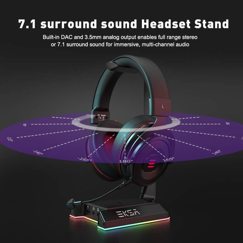 W1 RGB Headset Stand with 7.1 Virtual Surround Sound