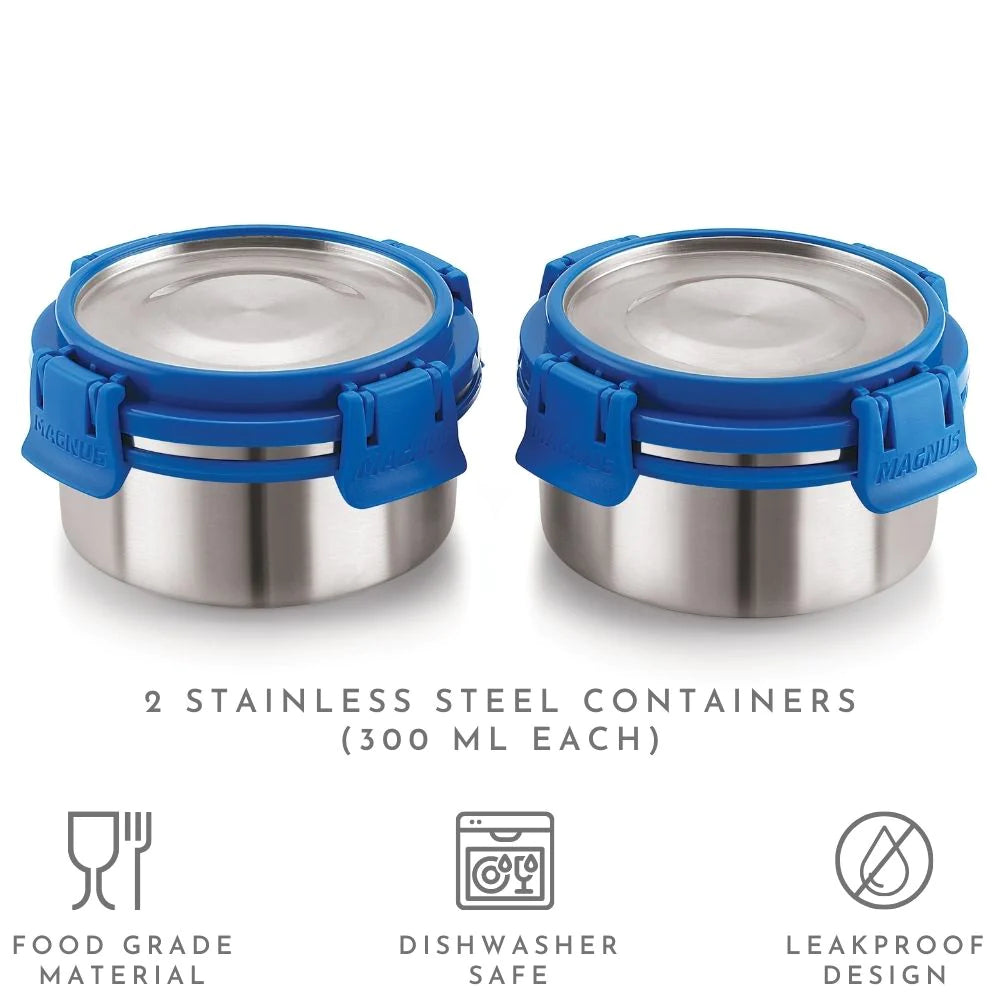 2 Deluxe Kids Food Safe 2 Containers Lunch Box