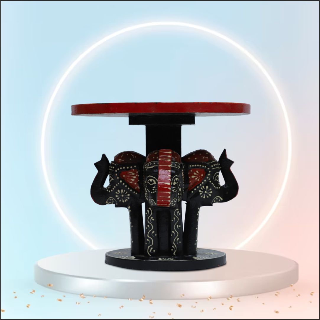 Elephant design wooden painted stand