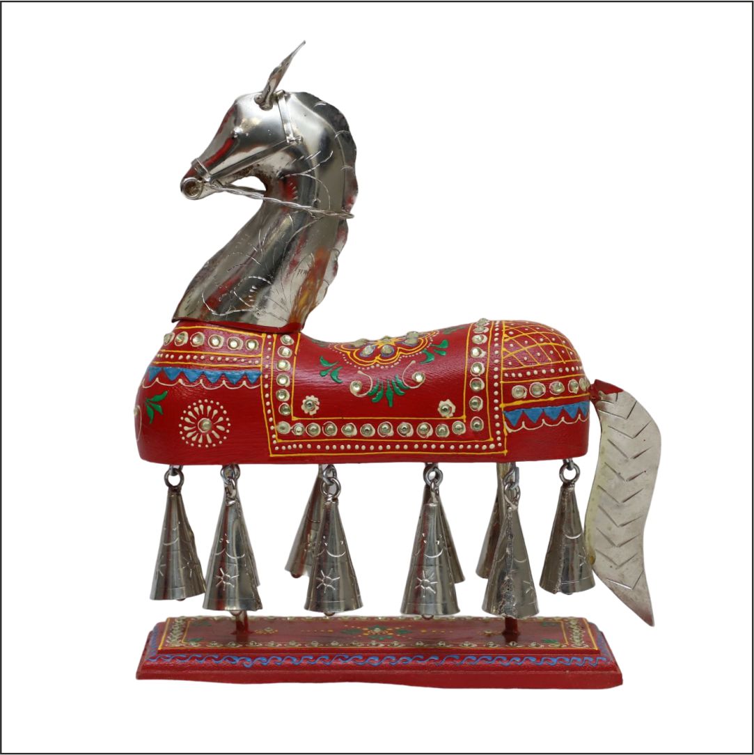 Handcraft Aluminum Horse With Bell | Home And Decor | Table decor | 23x9x31 cm