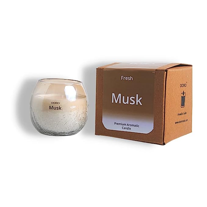 Scented Soy Candle, Crackle Glass, Burn time 25-30 hrs
