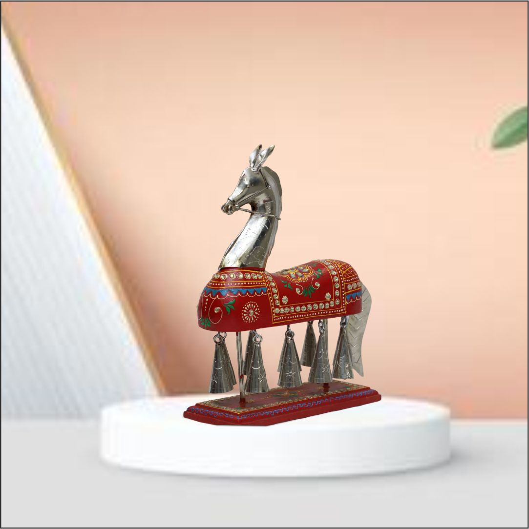 Handcraft Aluminum Horse With Bell | Home And Decor | Table decor | 23x9x31 cm