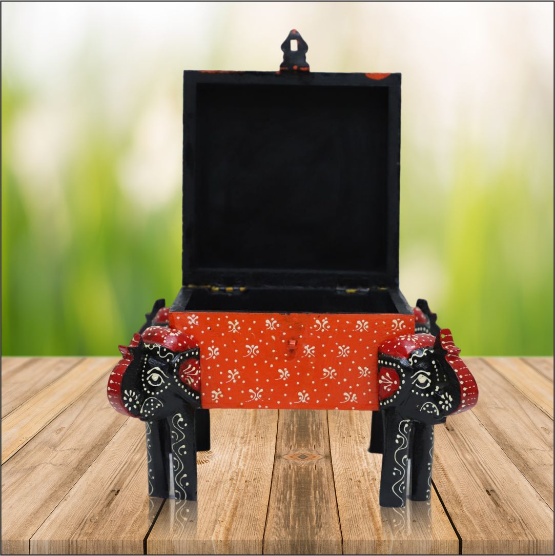 Wooden Elephant Storage Box