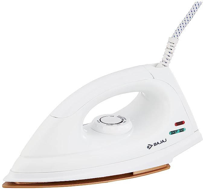 Bajaj DX-7 1000W Dry Iron with Advance Soleplate and Anti-bacterial German Coating Technology, White