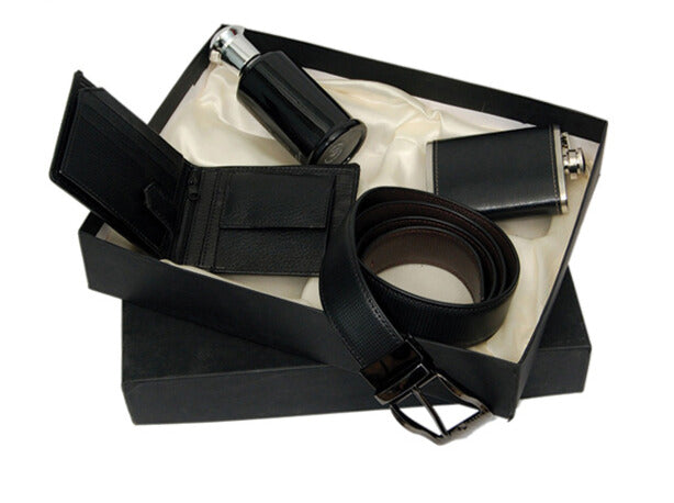 4 IN 1 GENTS WALLET BELT CARD HOLDER KEY CHAIN BOX