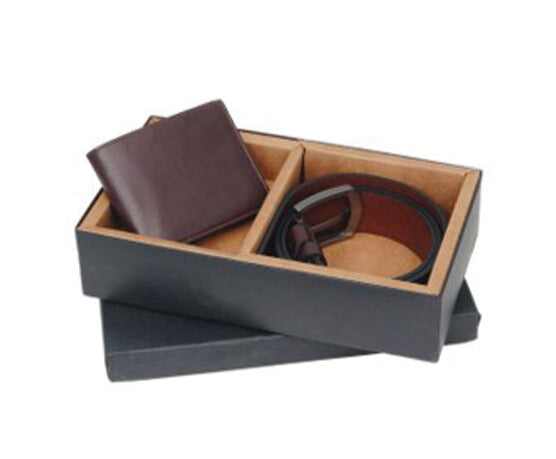 2 IN 1 SET LEATHER GENTS WALLET BELT BOX
