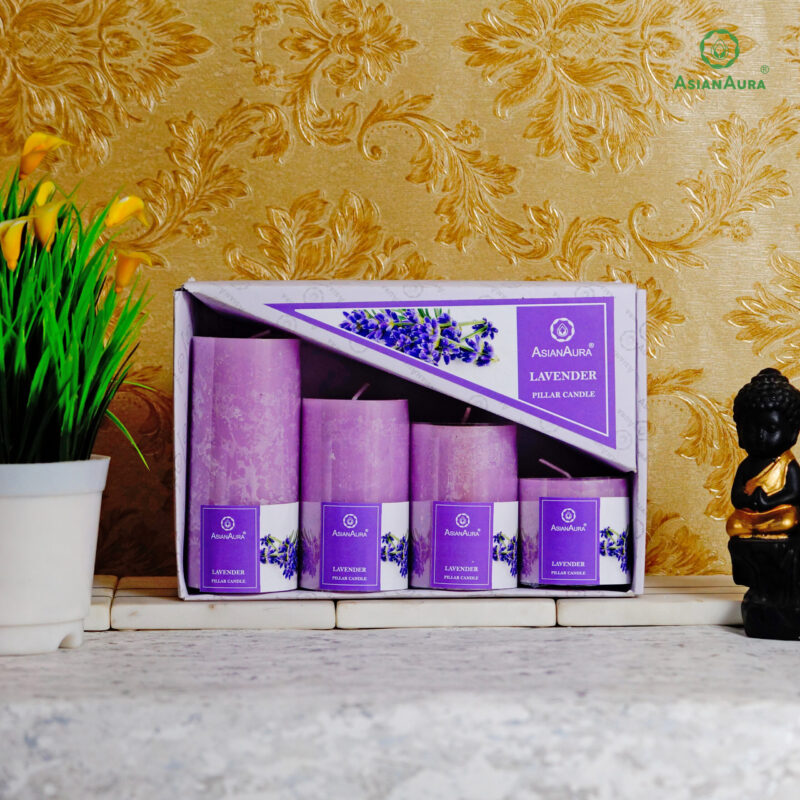 Lavender Scented Pillar Candle Gift Set (Pack of 4)