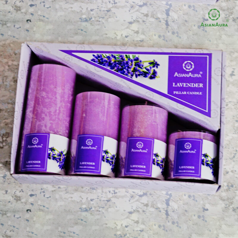Lavender Scented Pillar Candle Gift Set (Pack of 4)