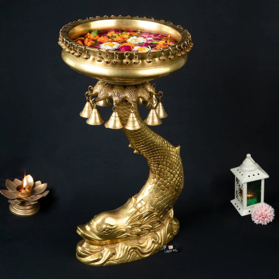 Art Brass Big Fish Urli Bowl Decorative