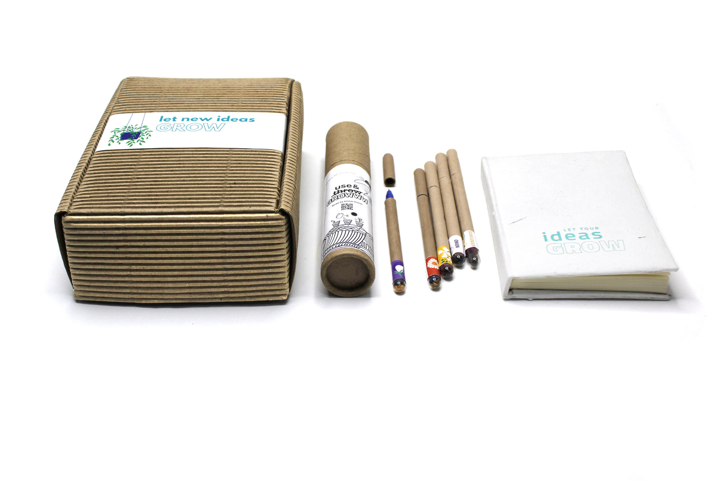 "5 Seed Pens Plantable Diary A6 | 160pg Packed in Recycled Paper Folding Box"