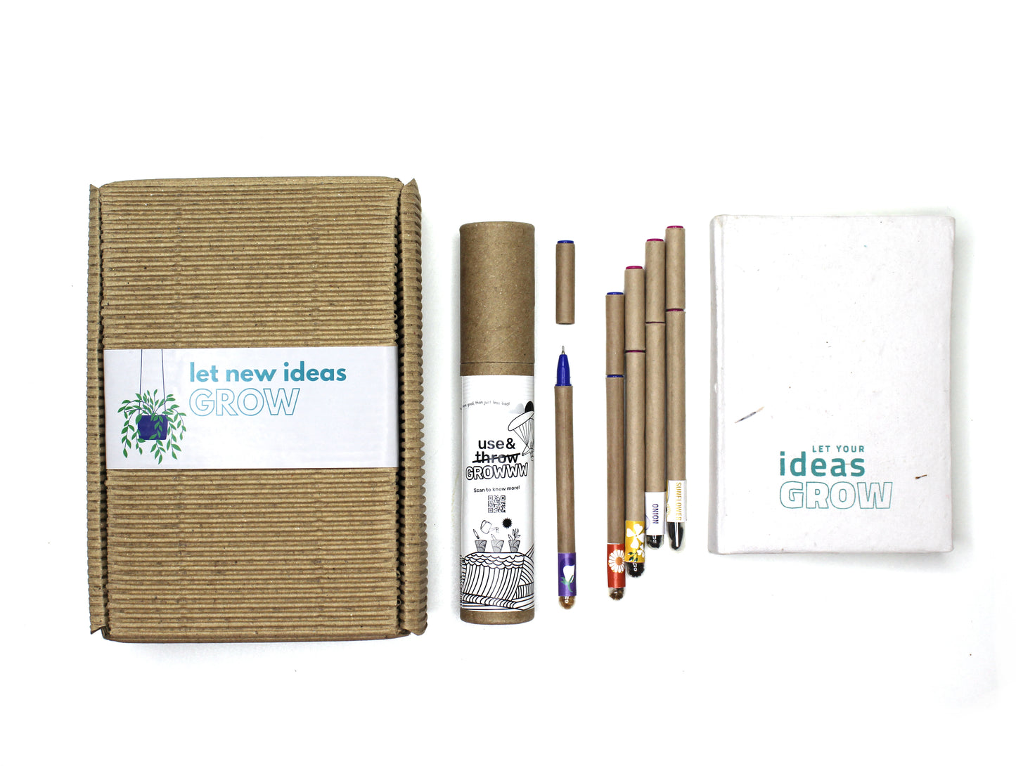 "5 Seed Pens Plantable Diary A6 | 160pg Packed in Recycled Paper Folding Box"