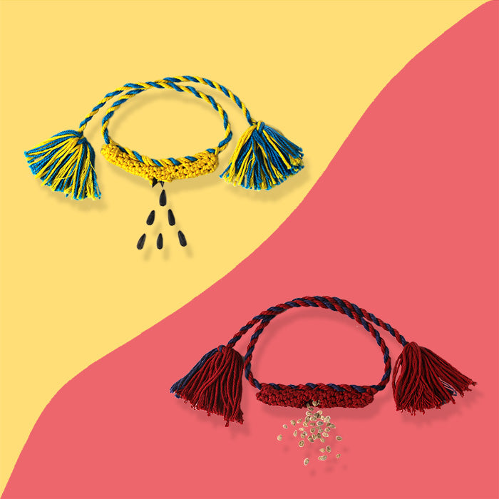 Hand-Made, Eco-Friendly Plantable Crochet Rakhi Combo Pack