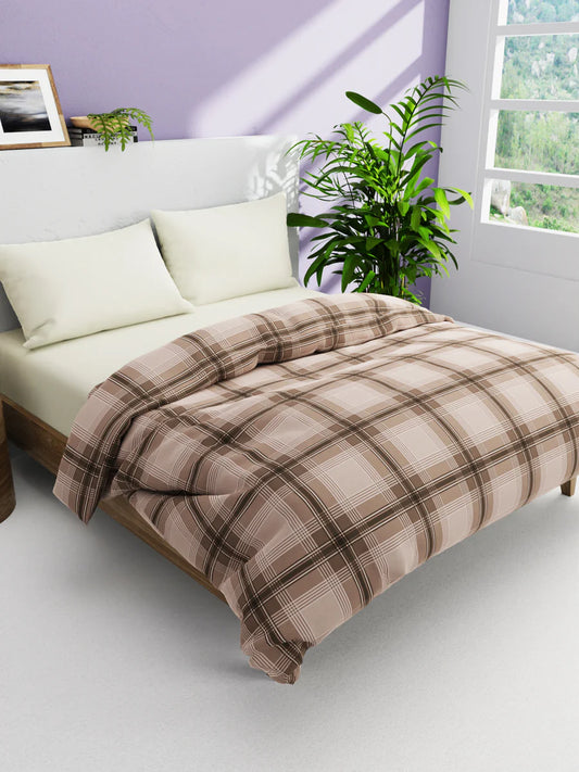 Super Soft 100% Natural Cotton Fabric Double Comforter For Winters (checks-chocolate)