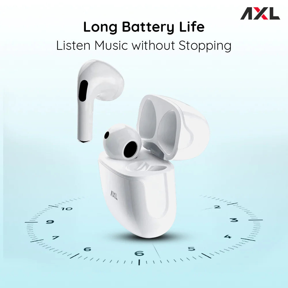 AXL Epic True Wireless Earbuds IPX5 Water Resistant, Voice Assistant Bluetooth Headset (White, True Wireless)