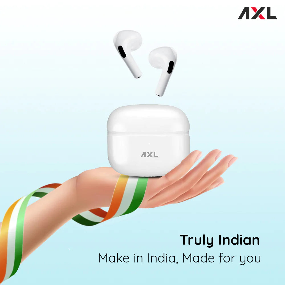 AXL Epic True Wireless Earbuds IPX5 Water Resistant, Voice Assistant Bluetooth Headset (White, True Wireless)