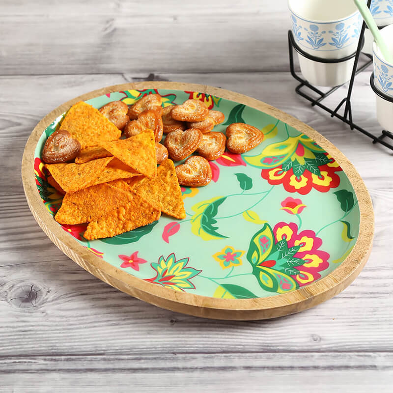 NEON CYANIC POP BURST OVAL PLATTER