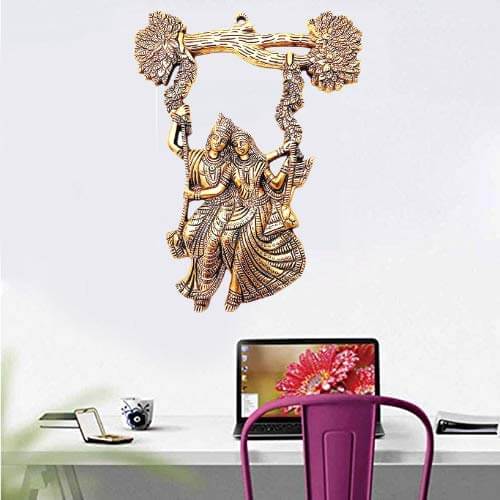 Radha Krishana Murti on Swing Jhula Metal Statue