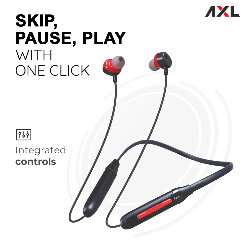 AXL NB10 GEM Bluetooth 5.0 Wireless Headphones with 25 Hours Playback Bluetooth Headset (Black, In the Ear)