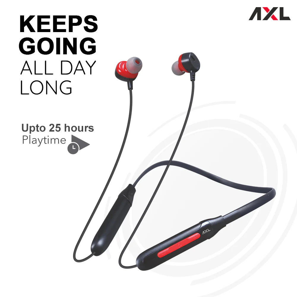 AXL NB10 GEM Bluetooth 5.0 Wireless Headphones with 25 Hours Playback Bluetooth Headset (Black, In the Ear)
