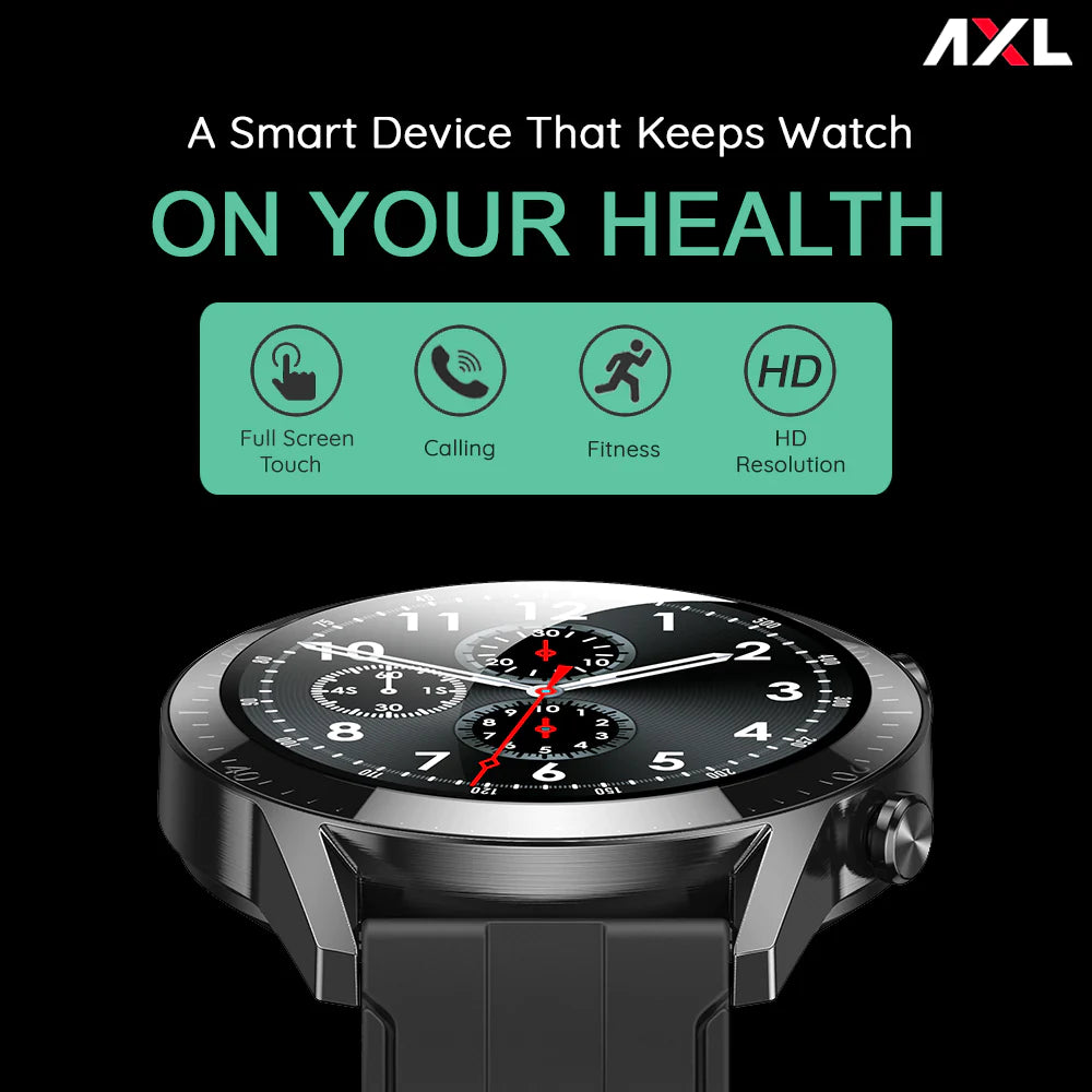 AXL X-Fit M57 Full Touch Smart Watch with BT V5.0, Calling, Multi Sports Modes with Complete Health Tracking, 10 Days of Extensive Battery, Black, Standard