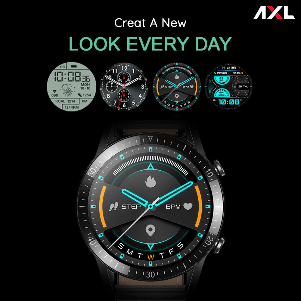 AXL X-Fit M57 Full Touch Smart Watch with BT V5.0, Calling, Multi Sports Modes with Complete Health Tracking, 10 Days of Extensive Battery, Black, Standard