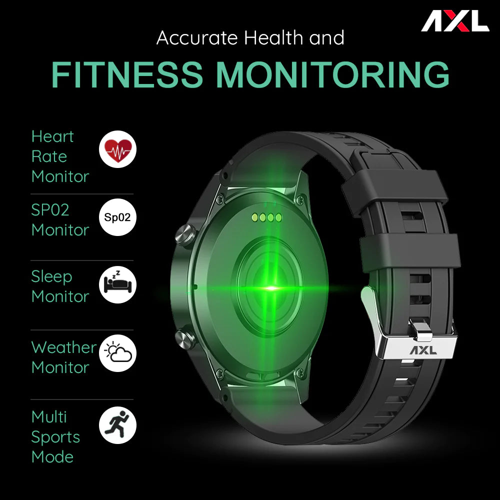 AXL X-Fit M57 Full Touch Smart Watch with BT V5.0, Calling, Multi Sports Modes with Complete Health Tracking, 10 Days of Extensive Battery, Black, Standard