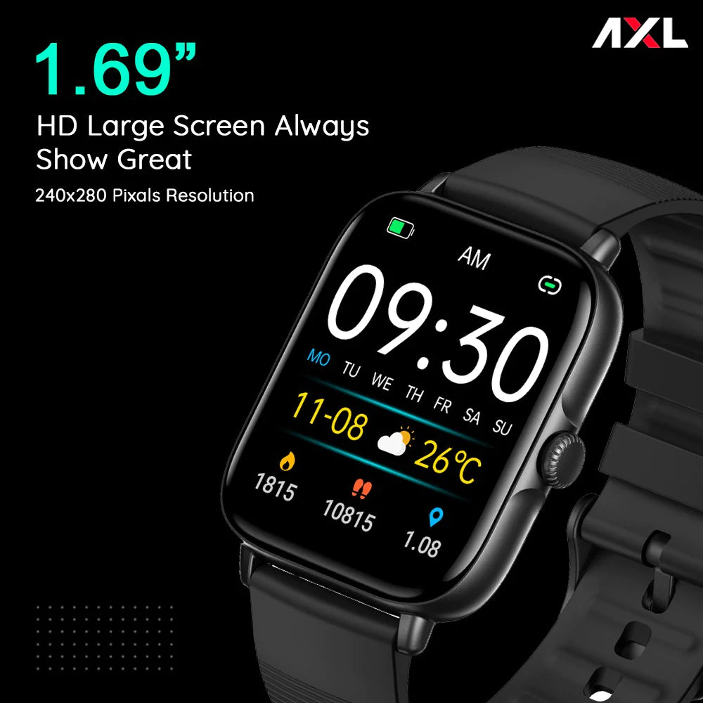 AXL Versa-01 Full Touch BT Calling | Health & Fitness Smartwatch with 24/7 Heart Rate | Up to 7-8 Days Battery Life