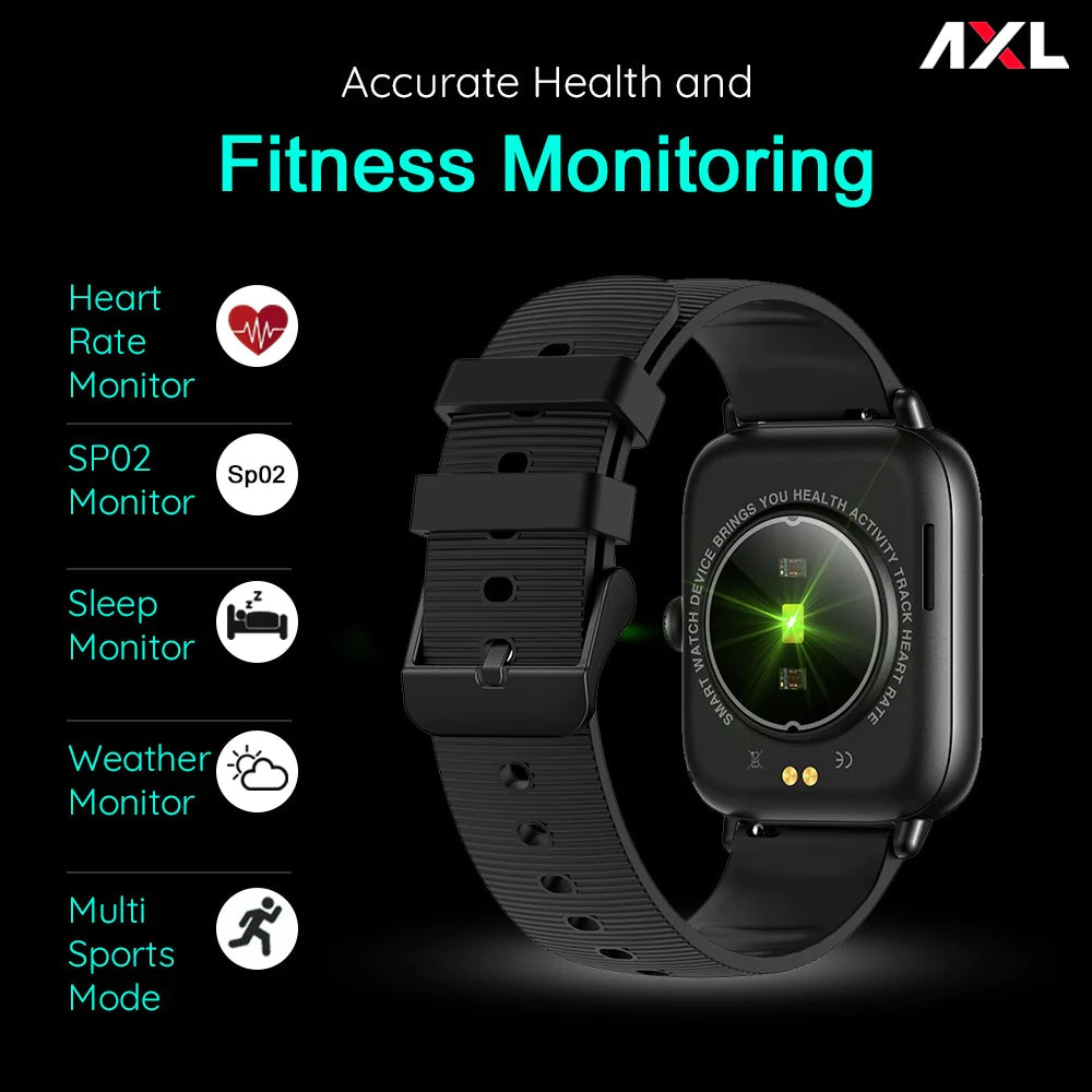 AXL Versa-01 Full Touch BT Calling | Health & Fitness Smartwatch with 24/7 Heart Rate | Up to 7-8 Days Battery Life