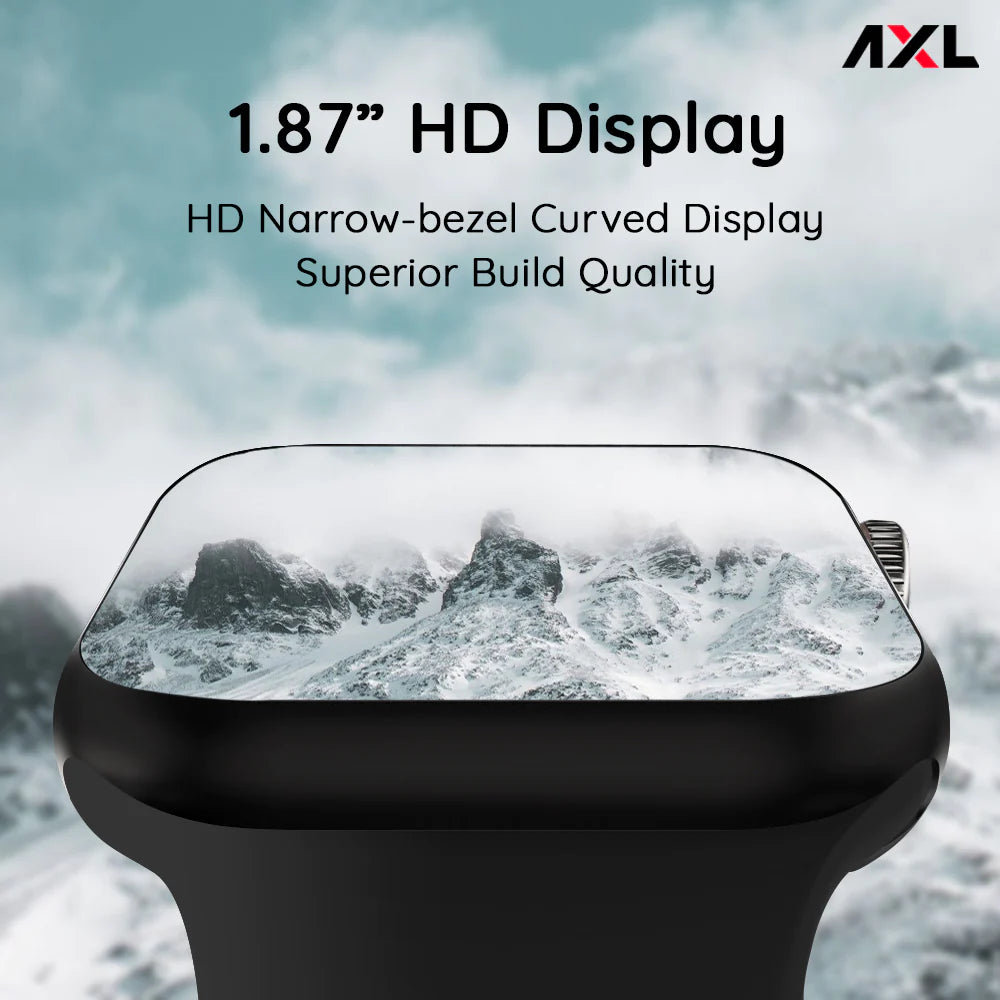 AXL TIME-O Smart watch with AI Voice Assistant , 1.87" HD Display , Multi Rotating Crown, Heart Rate & Blood Pressure Monitor for Men and Women, Bluetooth Calling, Sleep Monitor, Oxygen Monitor, Fitness (Black)