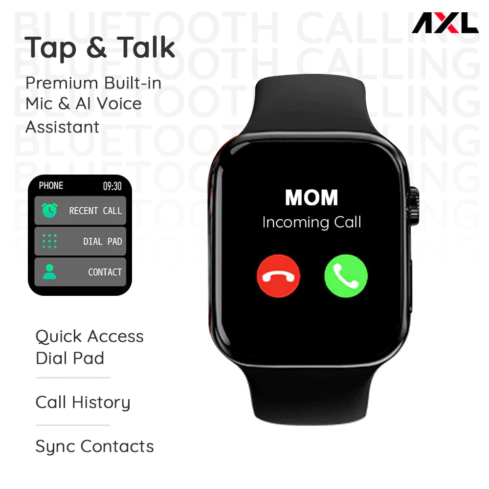 AXL TIME-O Smart watch with AI Voice Assistant , 1.87" HD Display , Multi Rotating Crown, Heart Rate & Blood Pressure Monitor for Men and Women, Bluetooth Calling, Sleep Monitor, Oxygen Monitor, Fitness (Black)