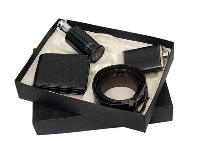 4 IN 1 GENTS WALLET BELT CARD HOLDER KEY CHAIN BOX