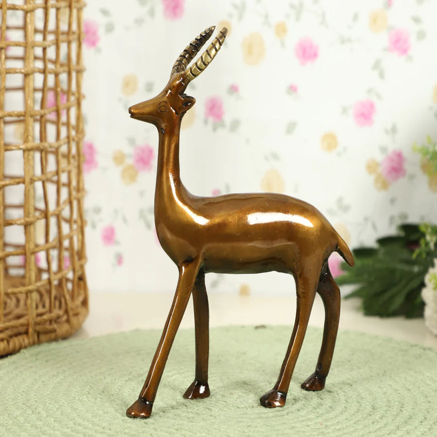 Art Brass Standing Deer Statue