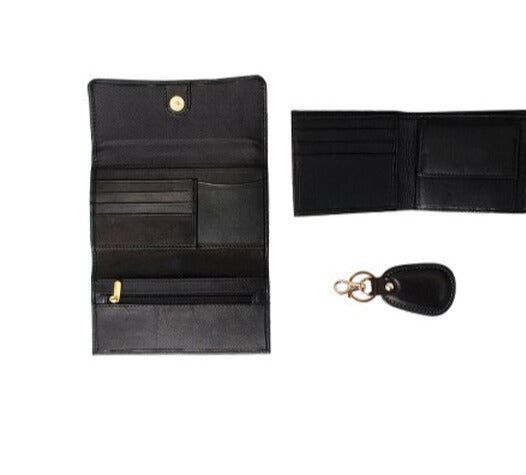 3 IN 1 (BLACK SHEEP LEATHER) LADIESS WALLET GEENTS WALLET KEY CHAIN BOX