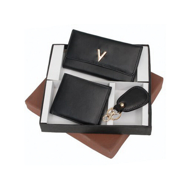 3 IN 1 (BLACK SHEEP LEATHER) LADIESS WALLET GEENTS WALLET KEY CHAIN BOX