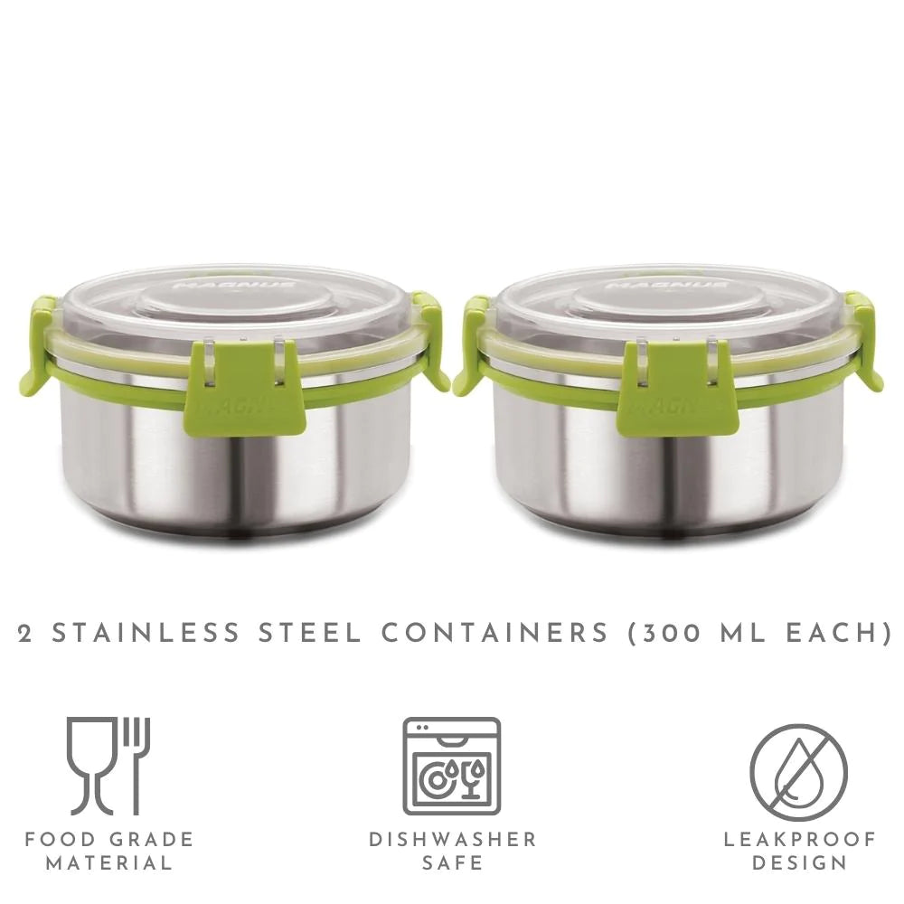 2 Airtight & Leakproof Lunch Box with Bag, 600 ml